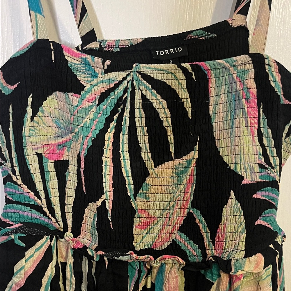 Torrid Black and Green Leaf Print Midi Dress - Picture 8 of 9